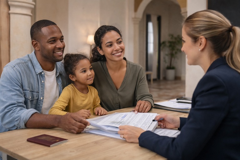 Family consultation in a modern office